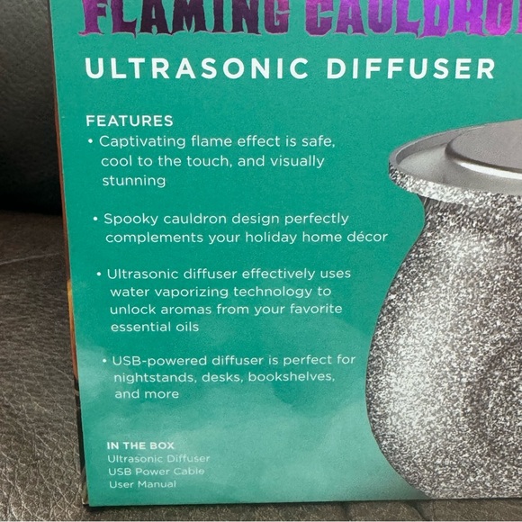 Mahli Flaming Cauldron Aroma Diffuser - Silver Glitter with Purple Flame NIB - Picture 8 of 8